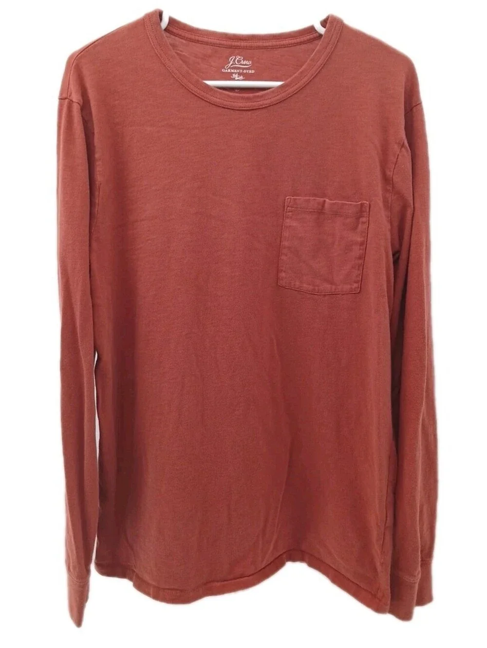 J.Crew Garment-Dyed Shirt Mens Large Tall Orange Slub Cotton Long Sleeve Pocket